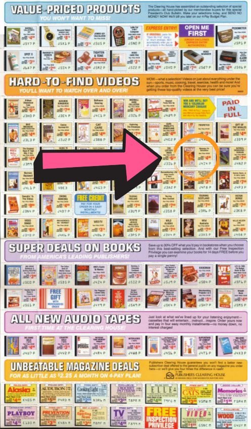 A Publishers Clearing House catalog page with Massage for Relaxation circled